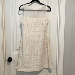 Lace overlay dress with gold accent - Size 16 - Color: Cream